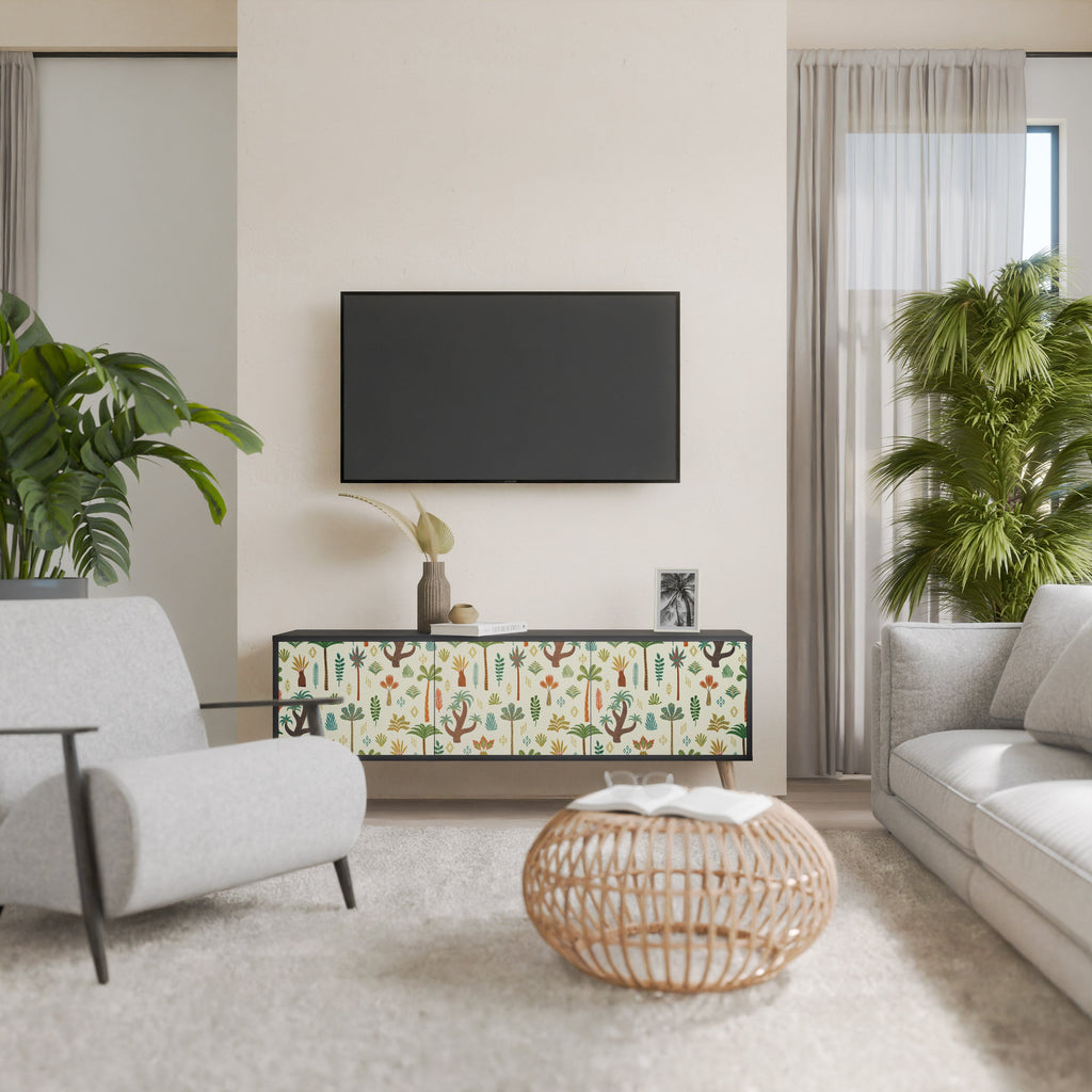 PALM SPRING 3-türiger TV-Ständer in Schwarz