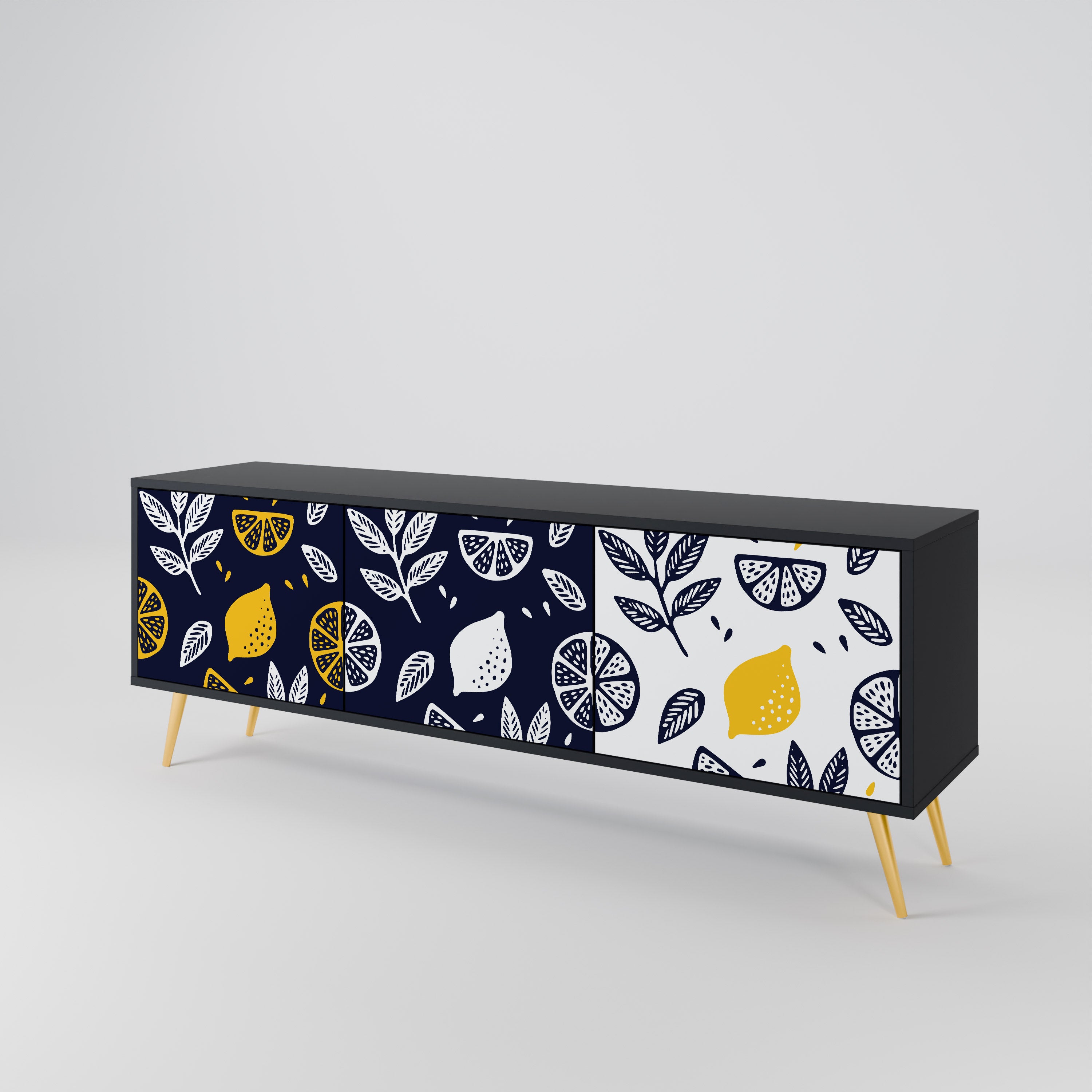 CITRUS BLACK AND WHITE 3-türiges TV-Lowboard