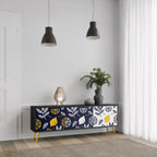 CITRUS BLACK AND WHITE TV-Lowboard mit 3 Türen in Schwarz