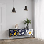 CITRUS BLACK AND WHITE TV-Lowboard mit 3 Türen in Schwarz