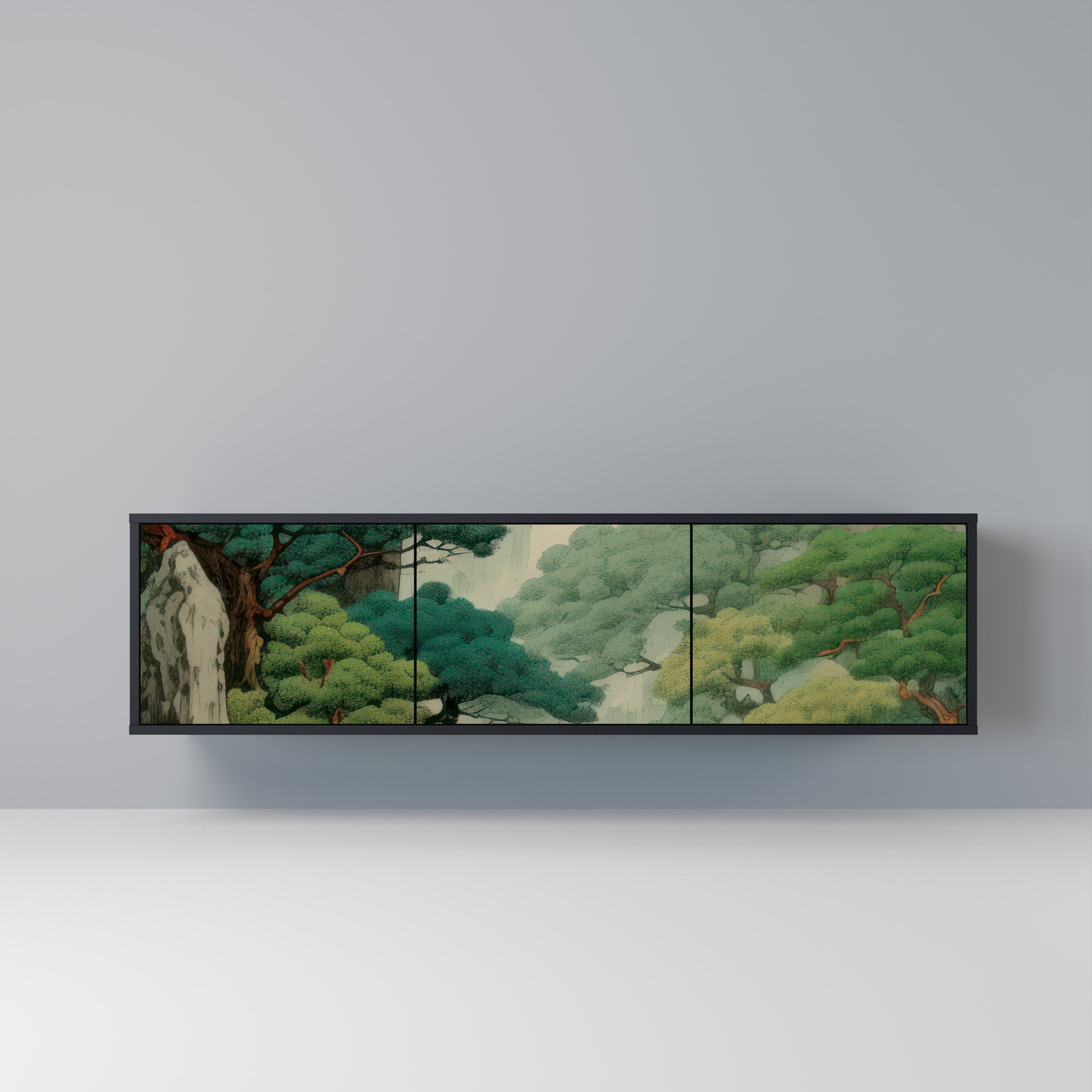 VERDURE ABYSS 3-türiger TV-Ständer in Schwarz