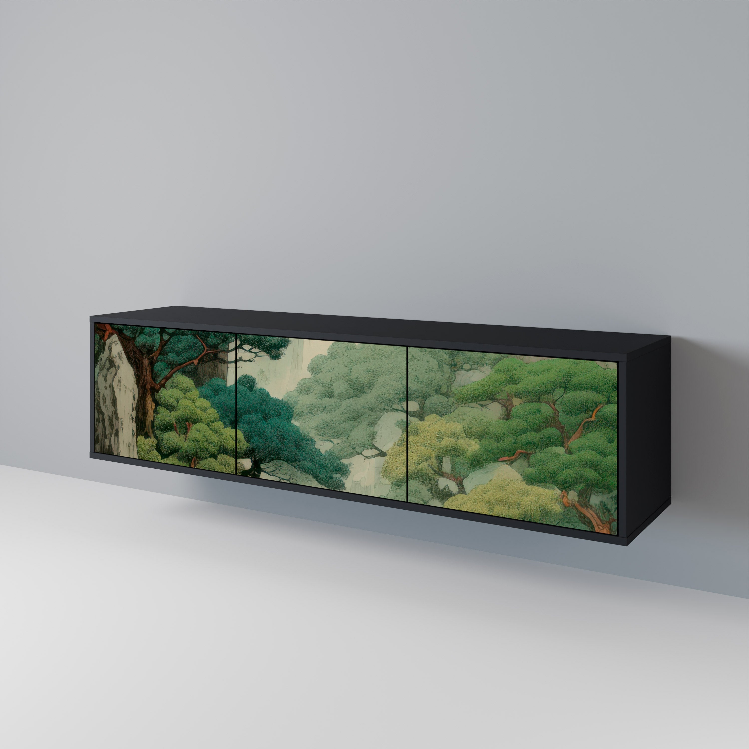 VERDURE ABYSS 3-türiger TV-Ständer in Schwarz