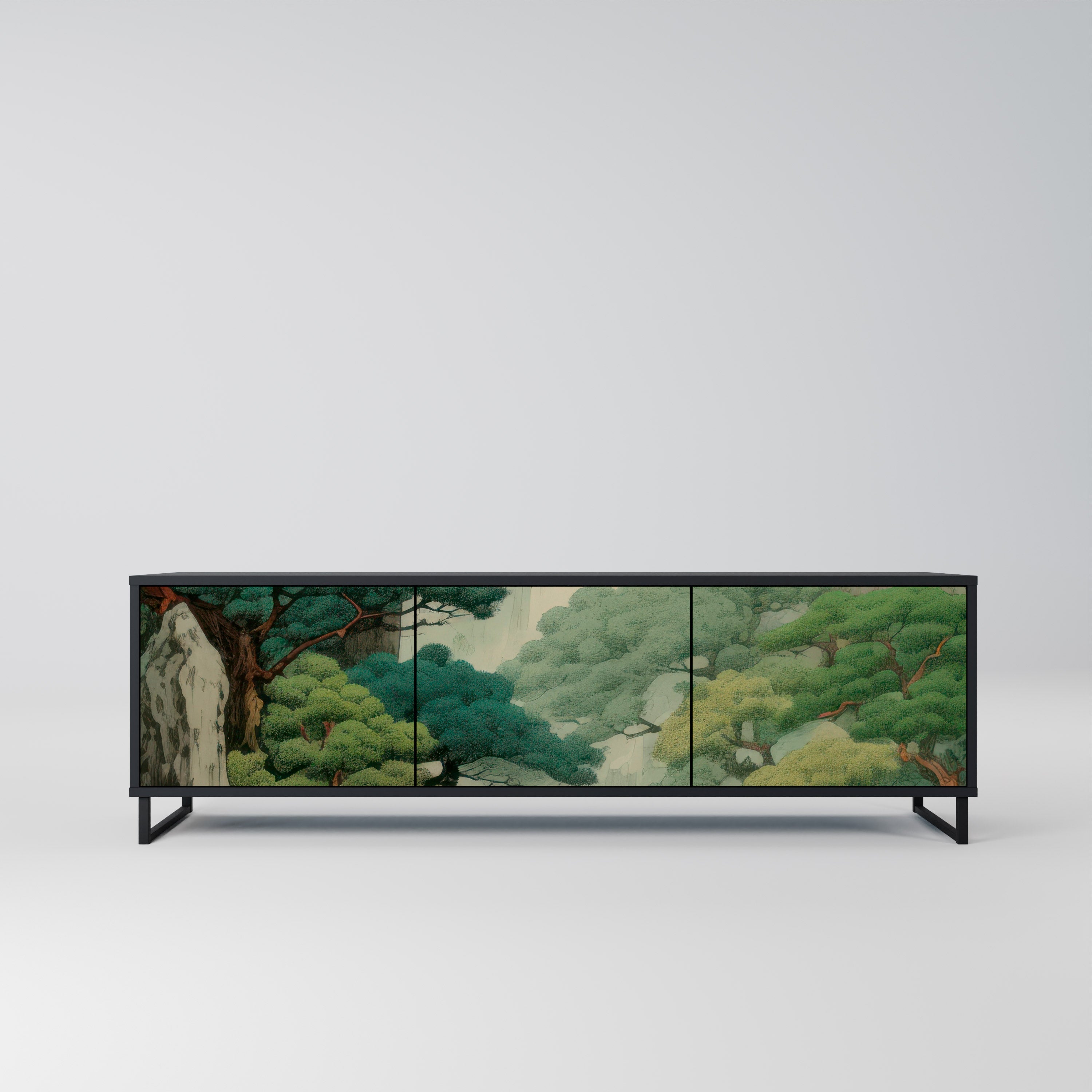 VERDURE ABYSS 3-türiger TV-Ständer in Schwarz