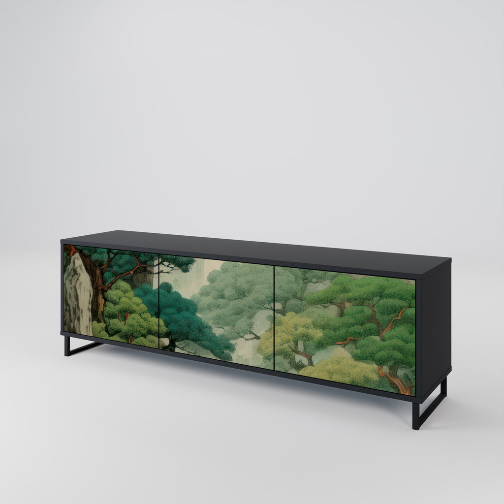 VERDURE ABYSS 3-türiger TV-Ständer in Schwarz