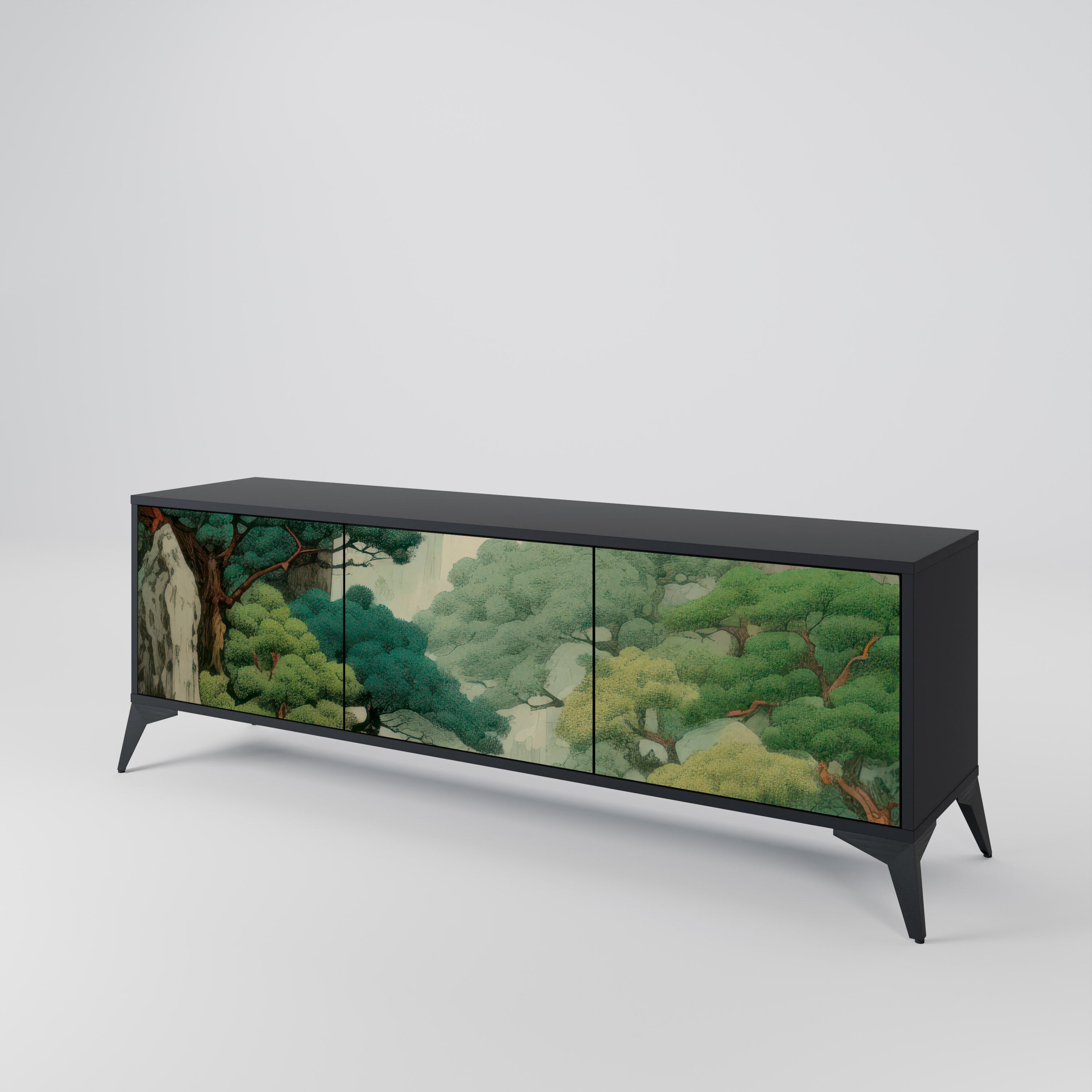 VERDURE ABYSS 3-türiger TV-Ständer in Schwarz
