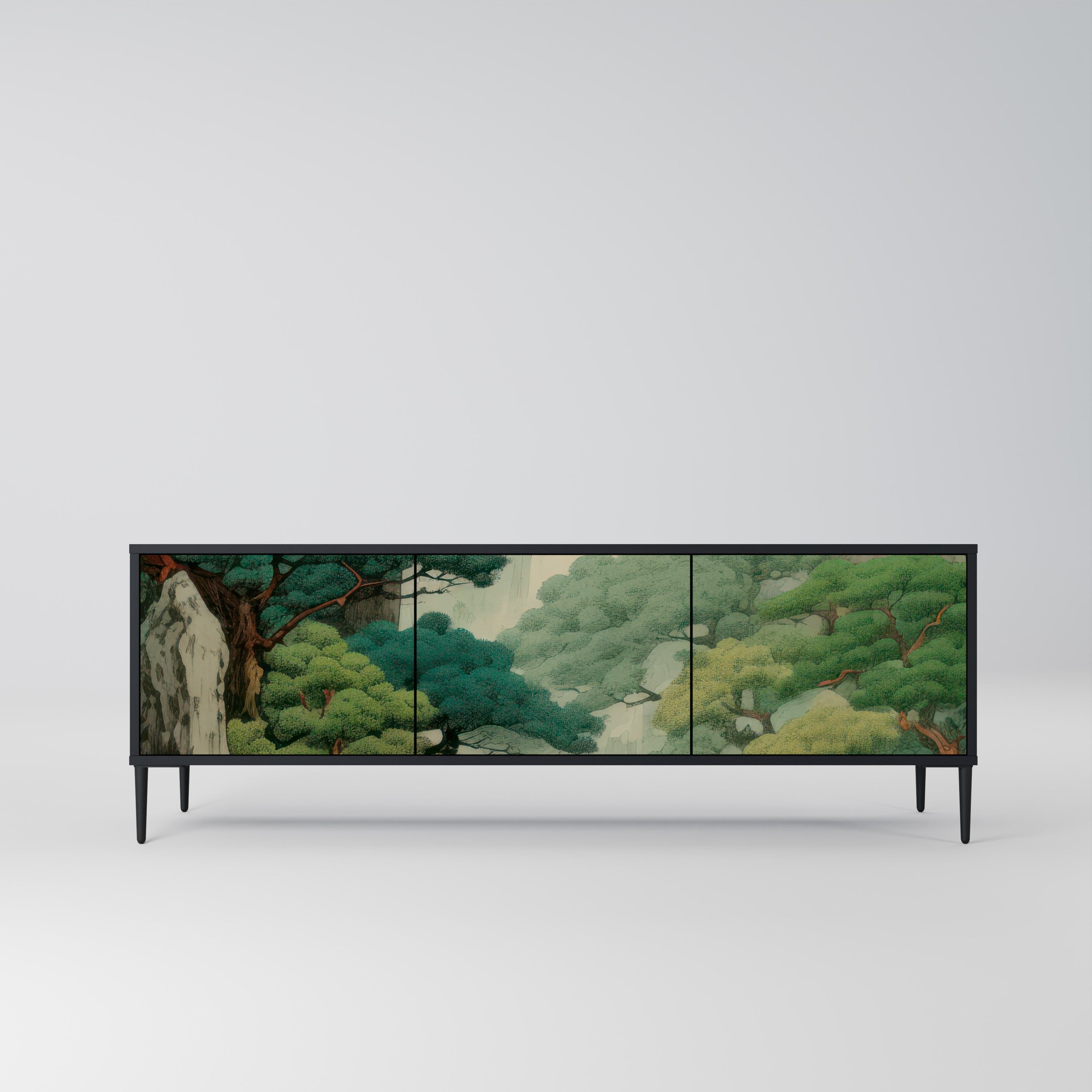 VERDURE ABYSS 3-türiger TV-Ständer in Schwarz