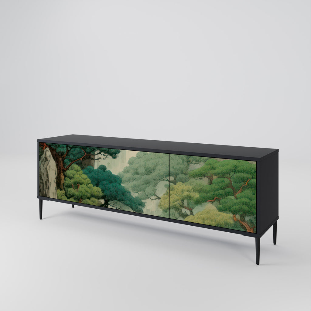 VERDURE ABYSS 3-türiger TV-Ständer in Schwarz