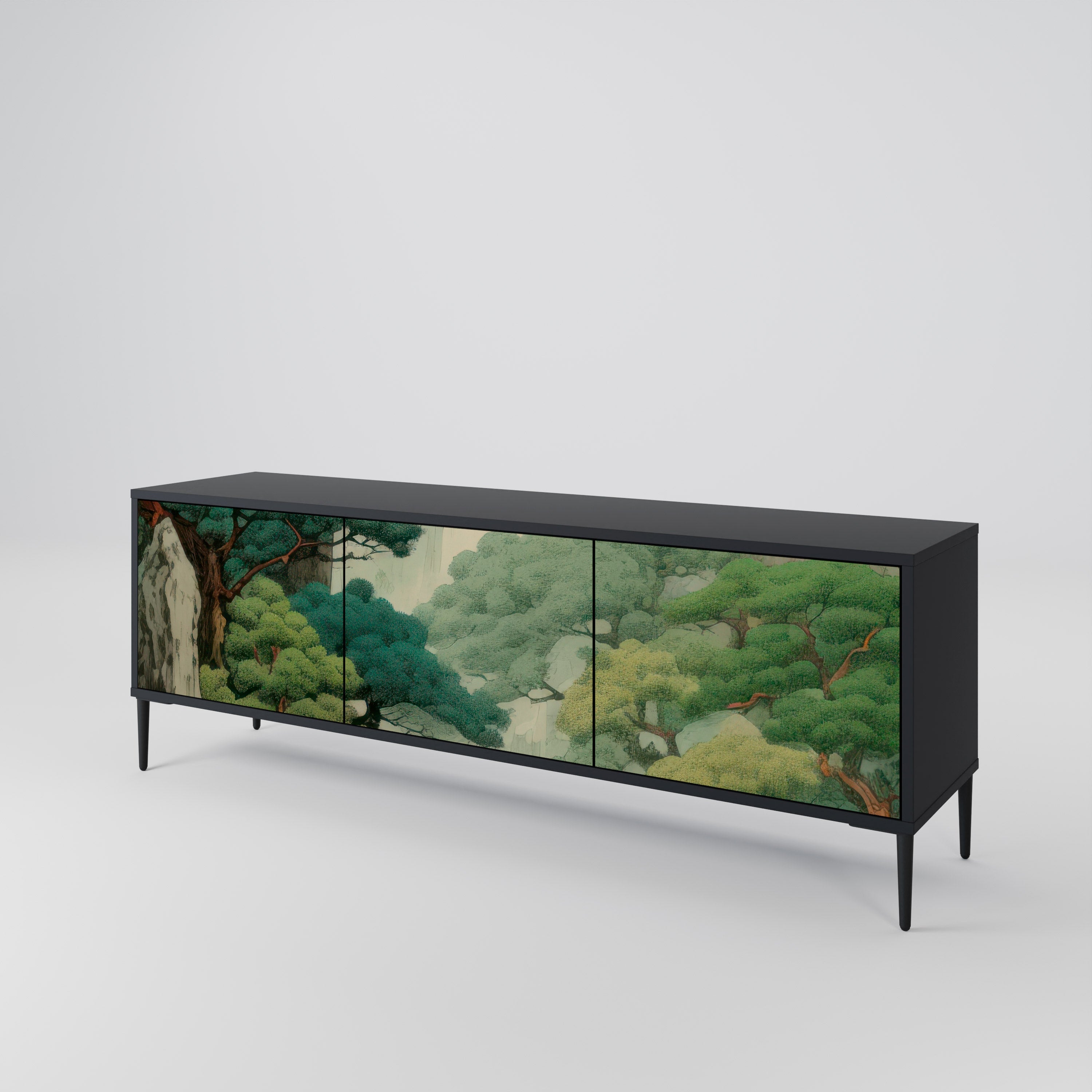 VERDURE ABYSS 3-türiger TV-Ständer in Schwarz