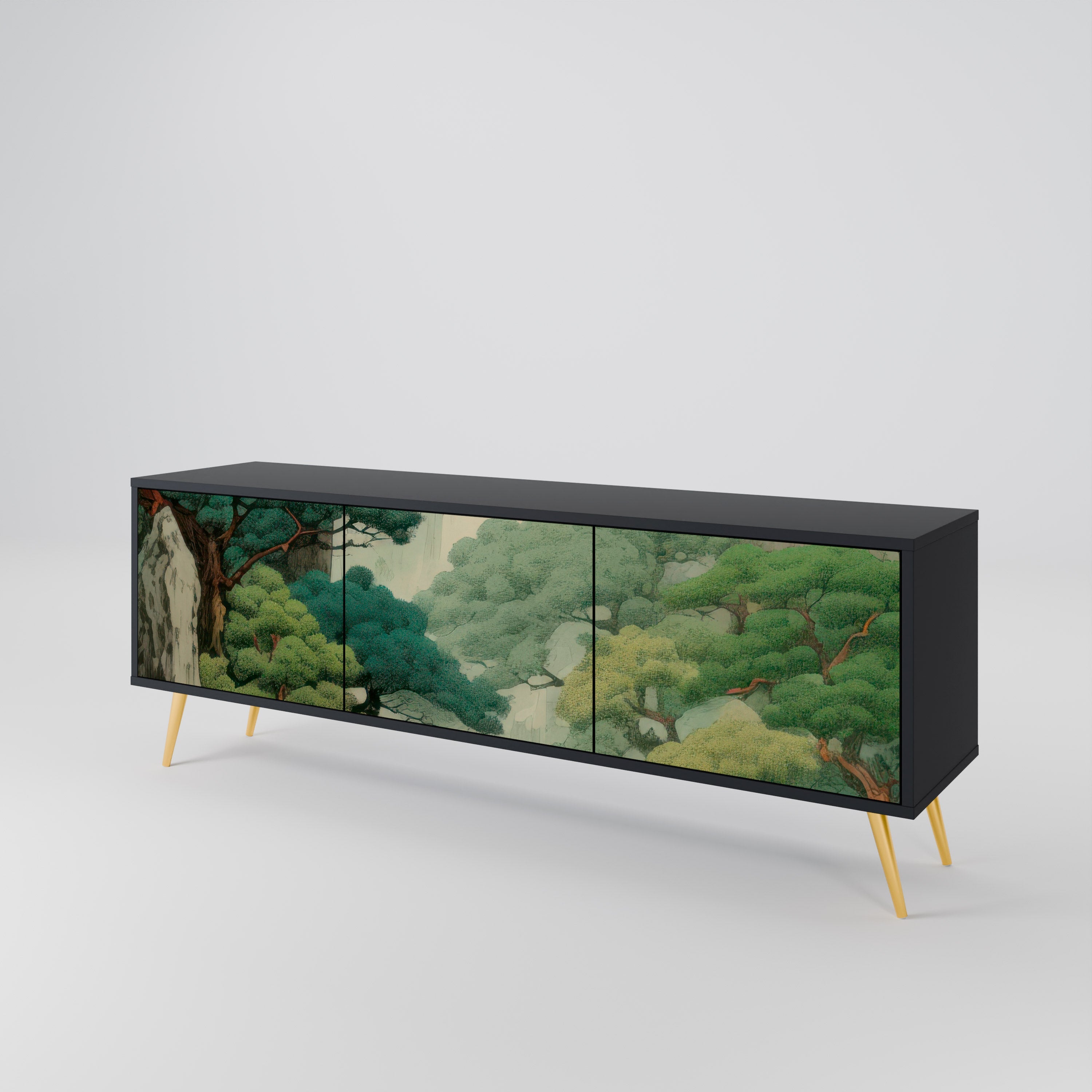 VERDURE ABYSS 3-türiger TV-Ständer in Schwarz