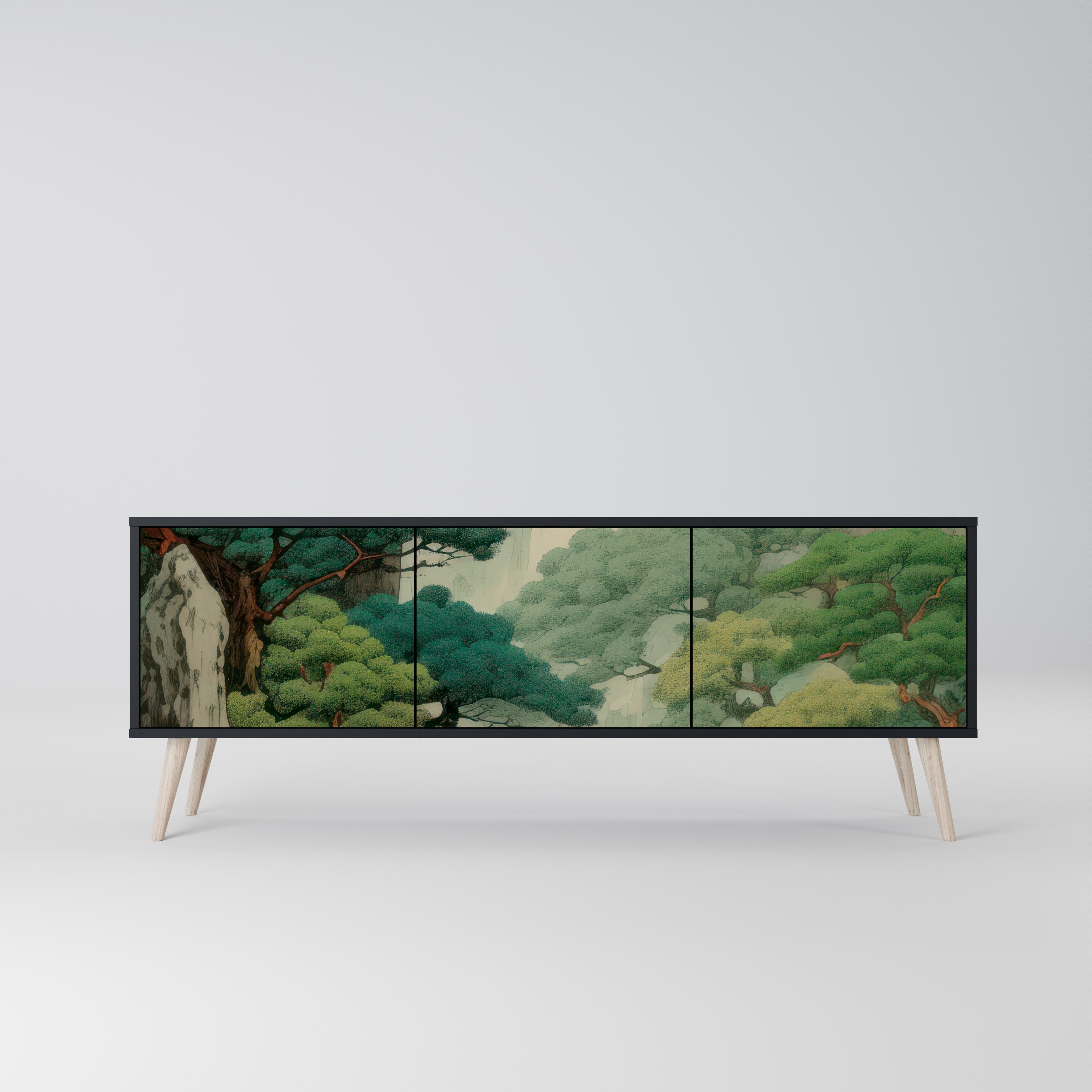 VERDURE ABYSS 3-türiger TV-Ständer in Schwarz