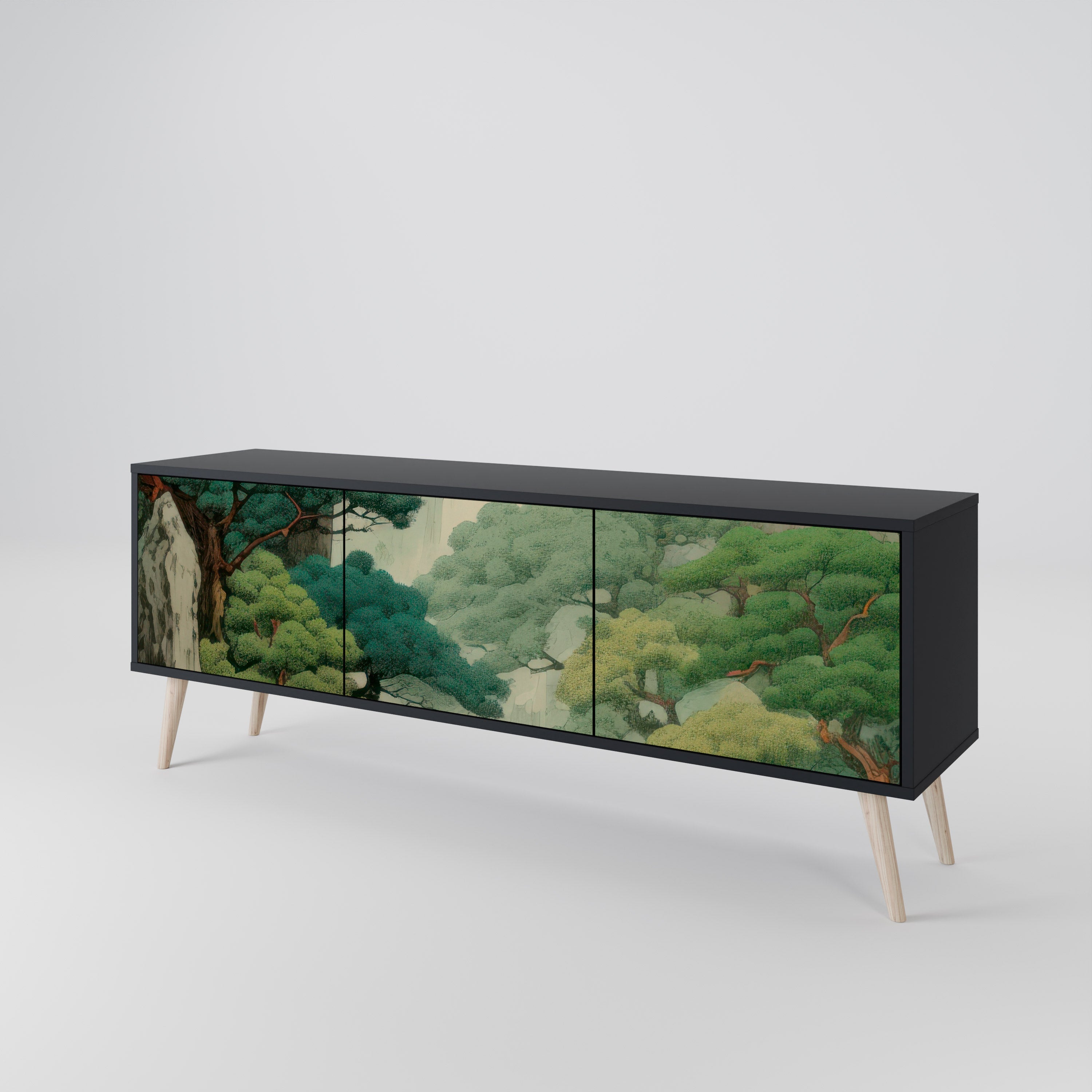 VERDURE ABYSS 3-türiger TV-Ständer in Schwarz