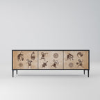 AFRICAN STYLE TV-Lowboard mit 3 Türen in Schwarz