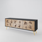 AFRICAN STYLE TV-Lowboard mit 3 Türen in Schwarz