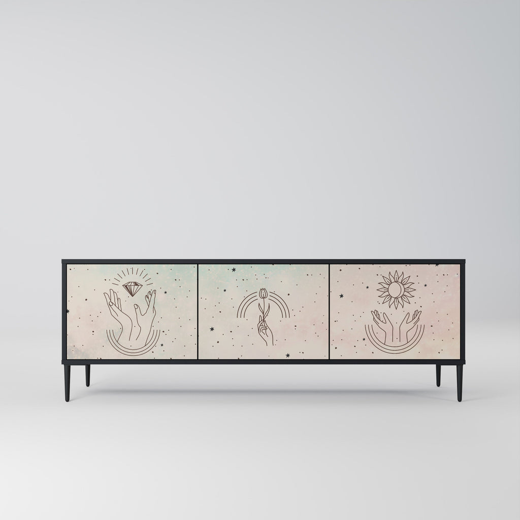 DELICATE BEAUTY 3-türiger TV-Ständer in Schwarz