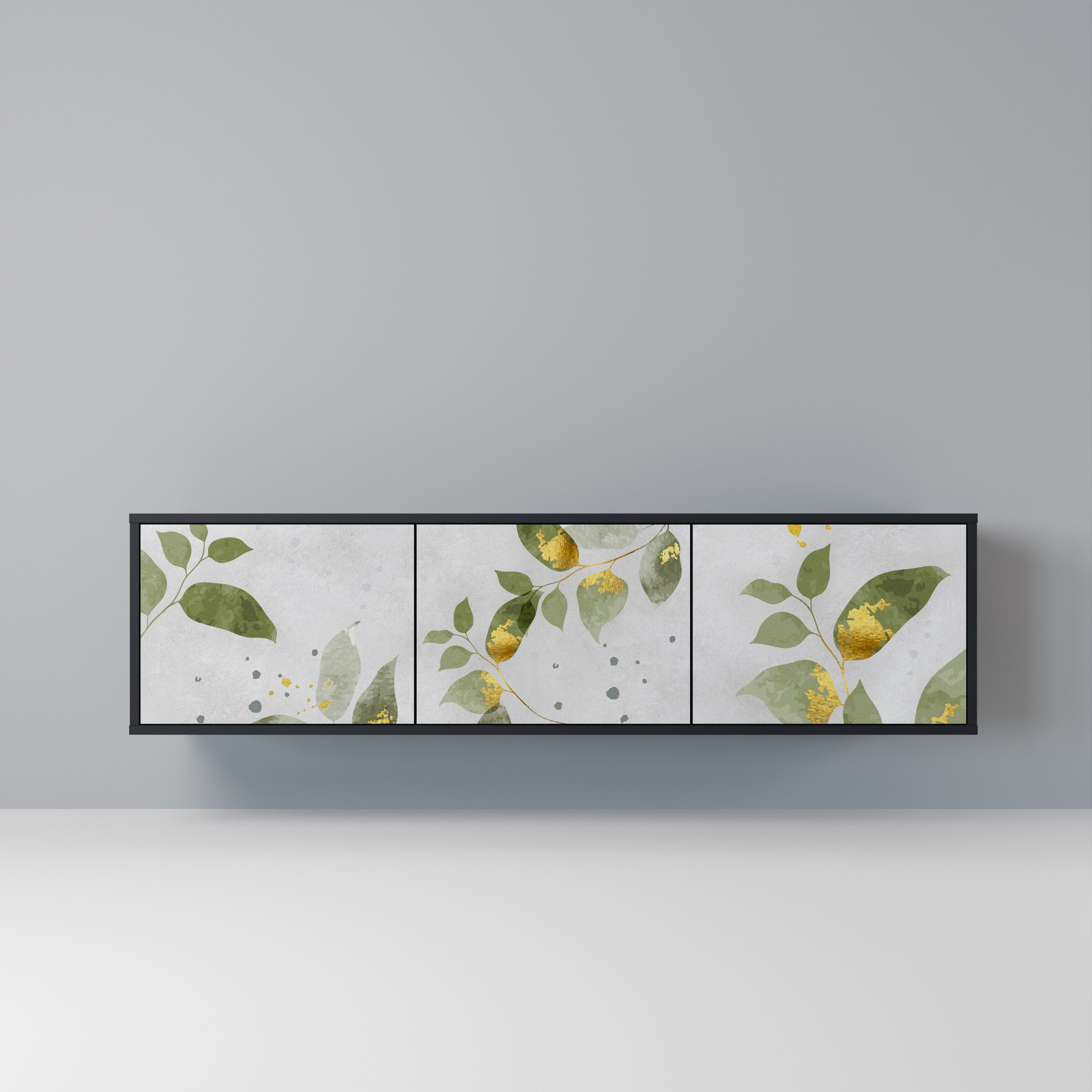 ELEGANT BOTANICS 3-türiger TV-Ständer in Schwarz
