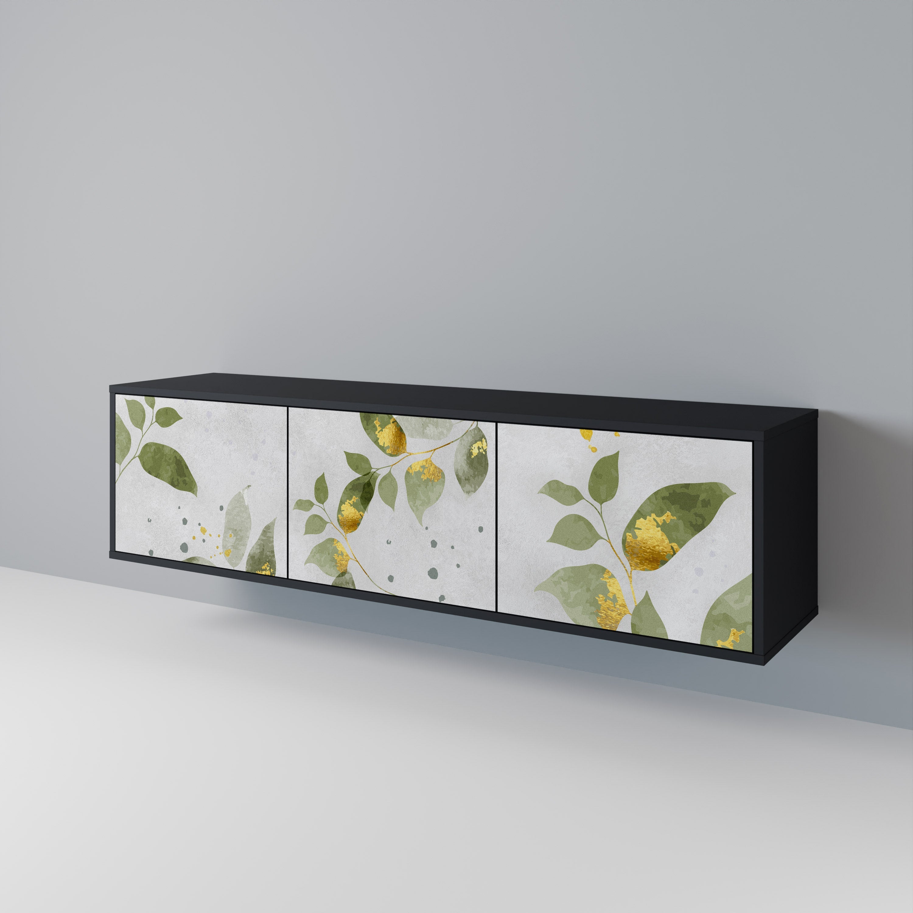 ELEGANT BOTANICS 3-türiger TV-Ständer in Schwarz