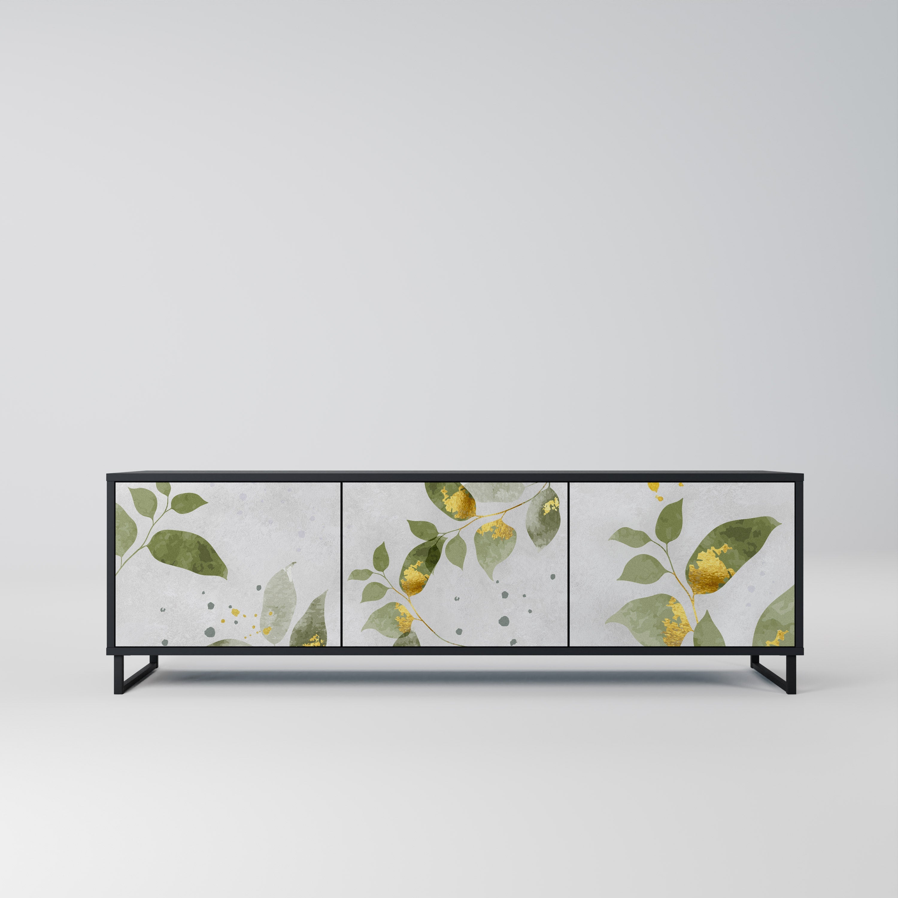 ELEGANT BOTANICS 3-türiger TV-Ständer in Schwarz
