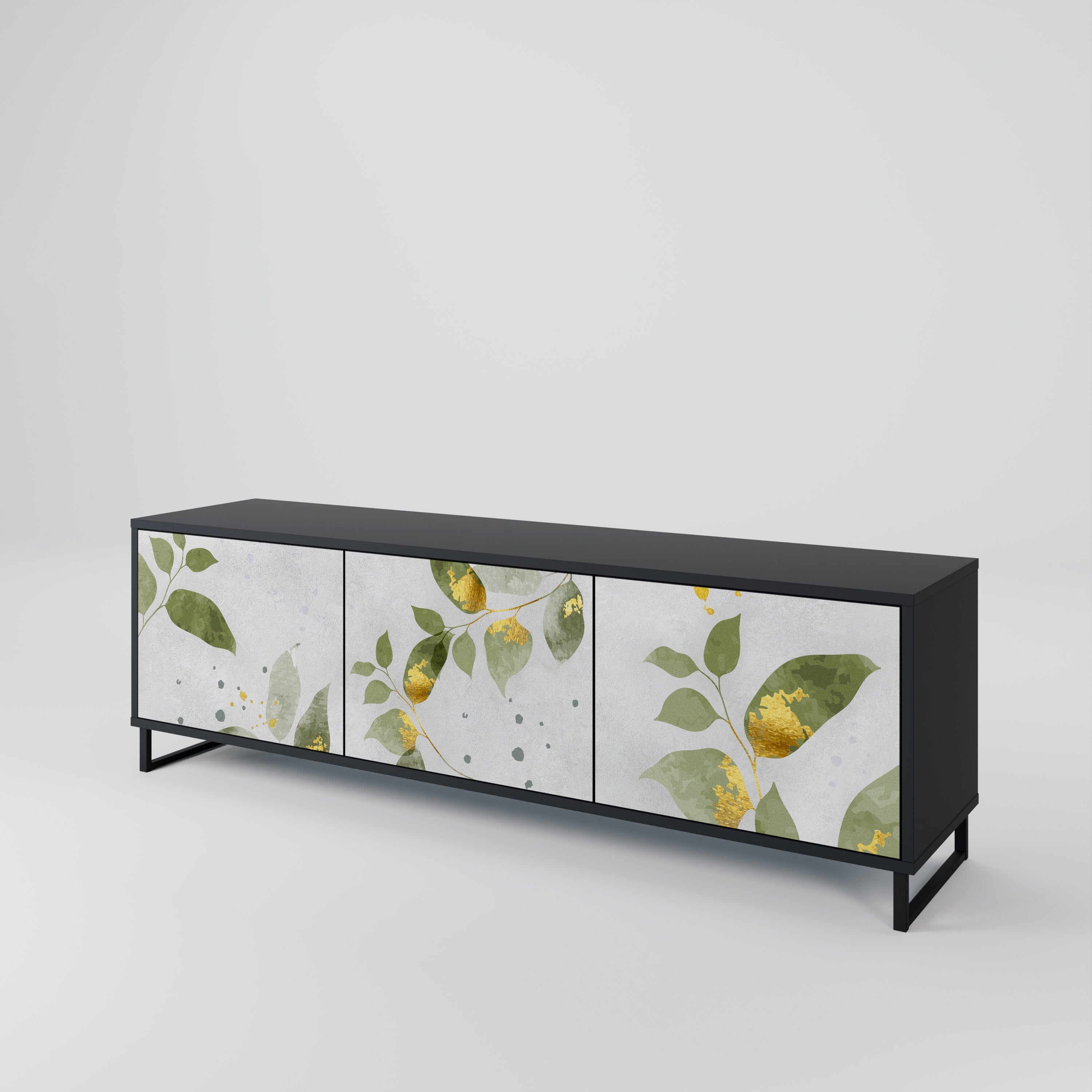 ELEGANT BOTANICS 3-türiger TV-Ständer in Schwarz