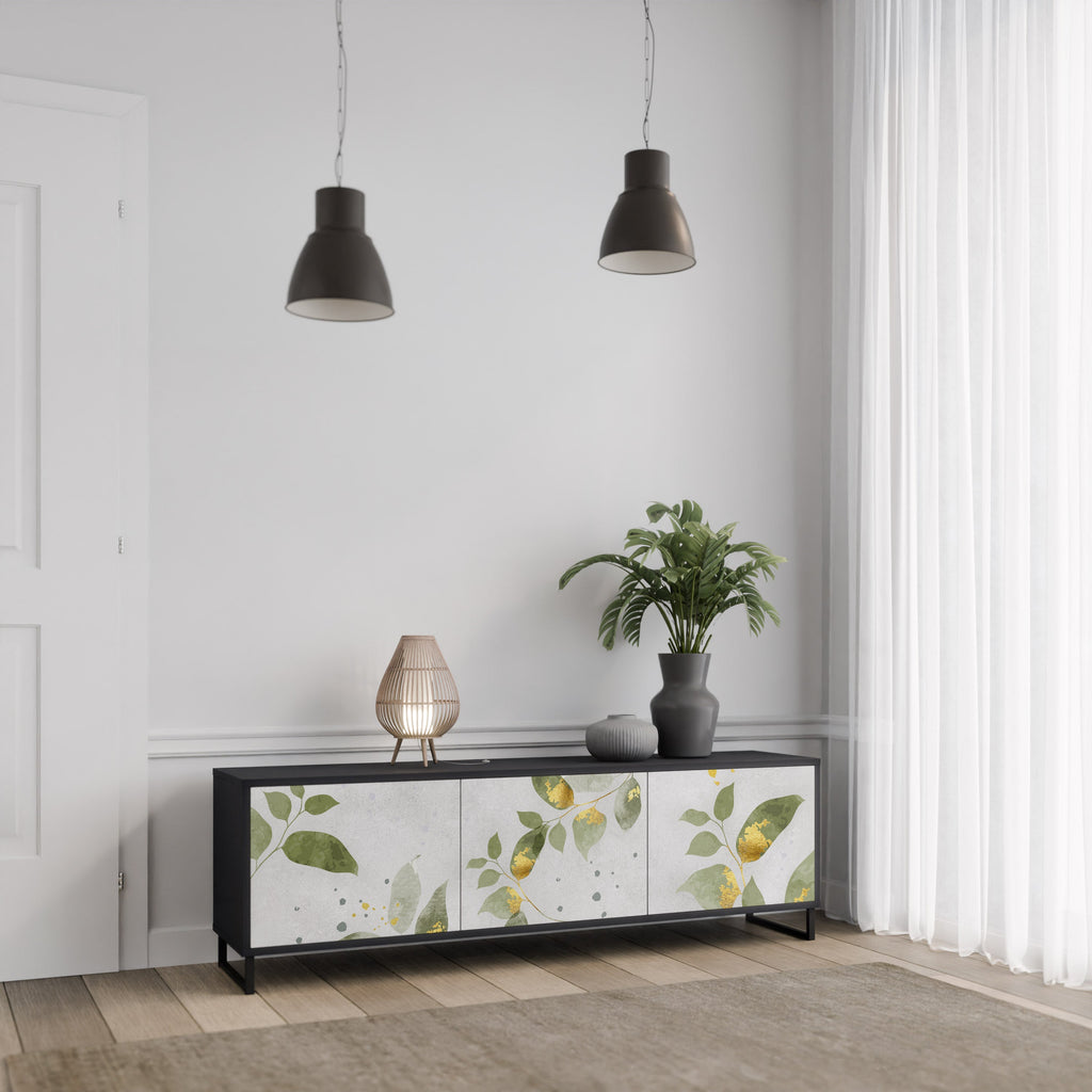 ELEGANT BOTANICS 3-türiger TV-Ständer in Schwarz