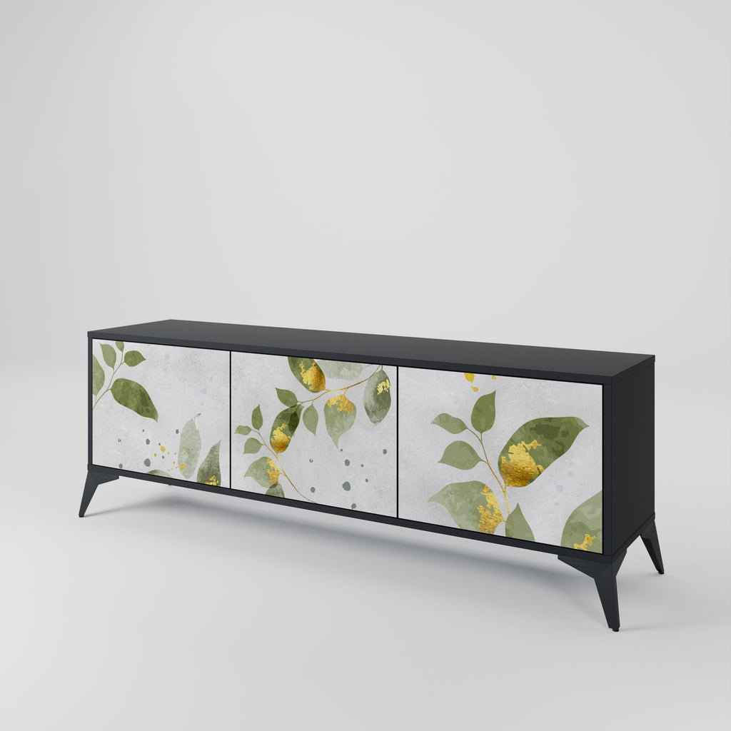 ELEGANT BOTANICS 3-türiger TV-Ständer in Schwarz