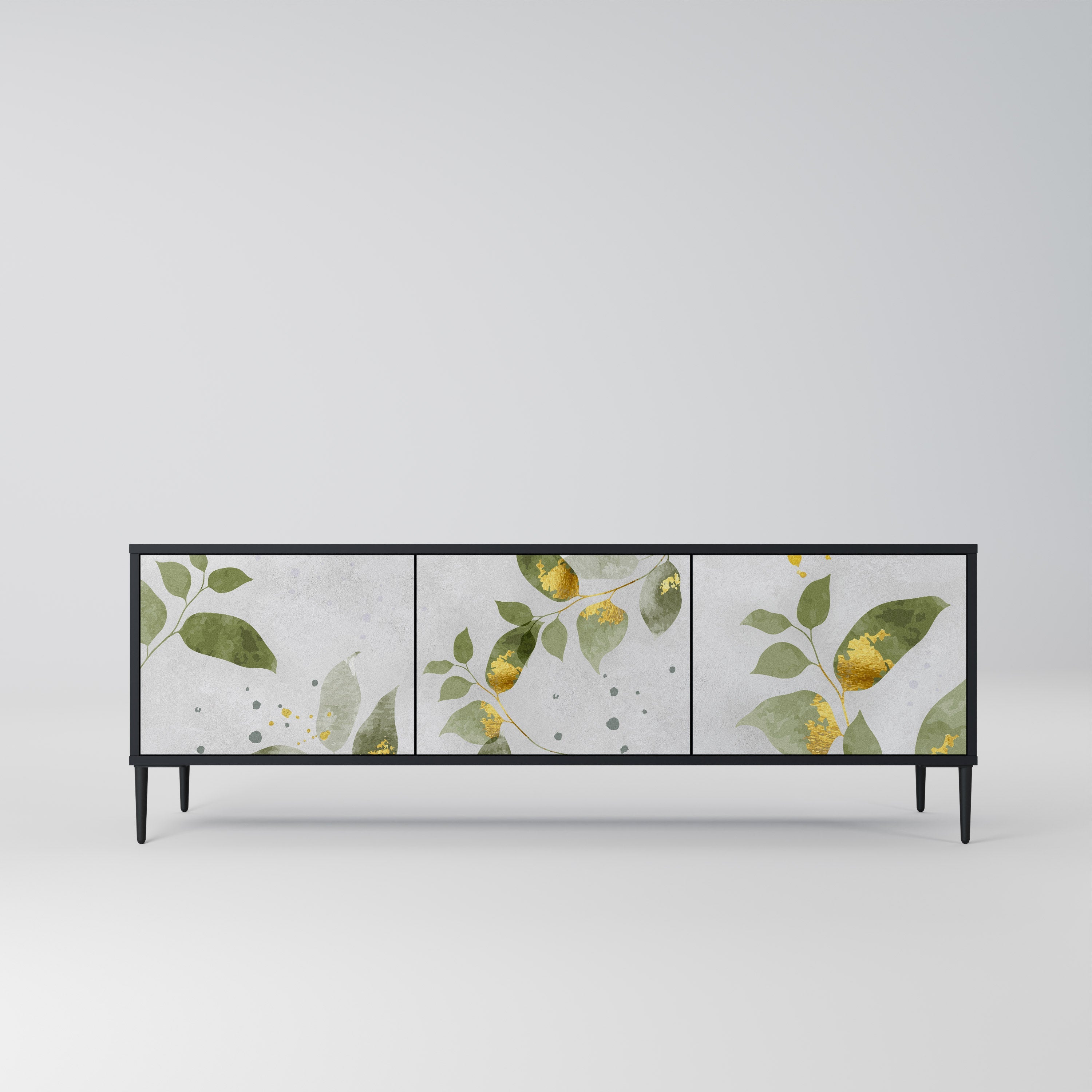 ELEGANT BOTANICS 3-türiger TV-Ständer in Schwarz