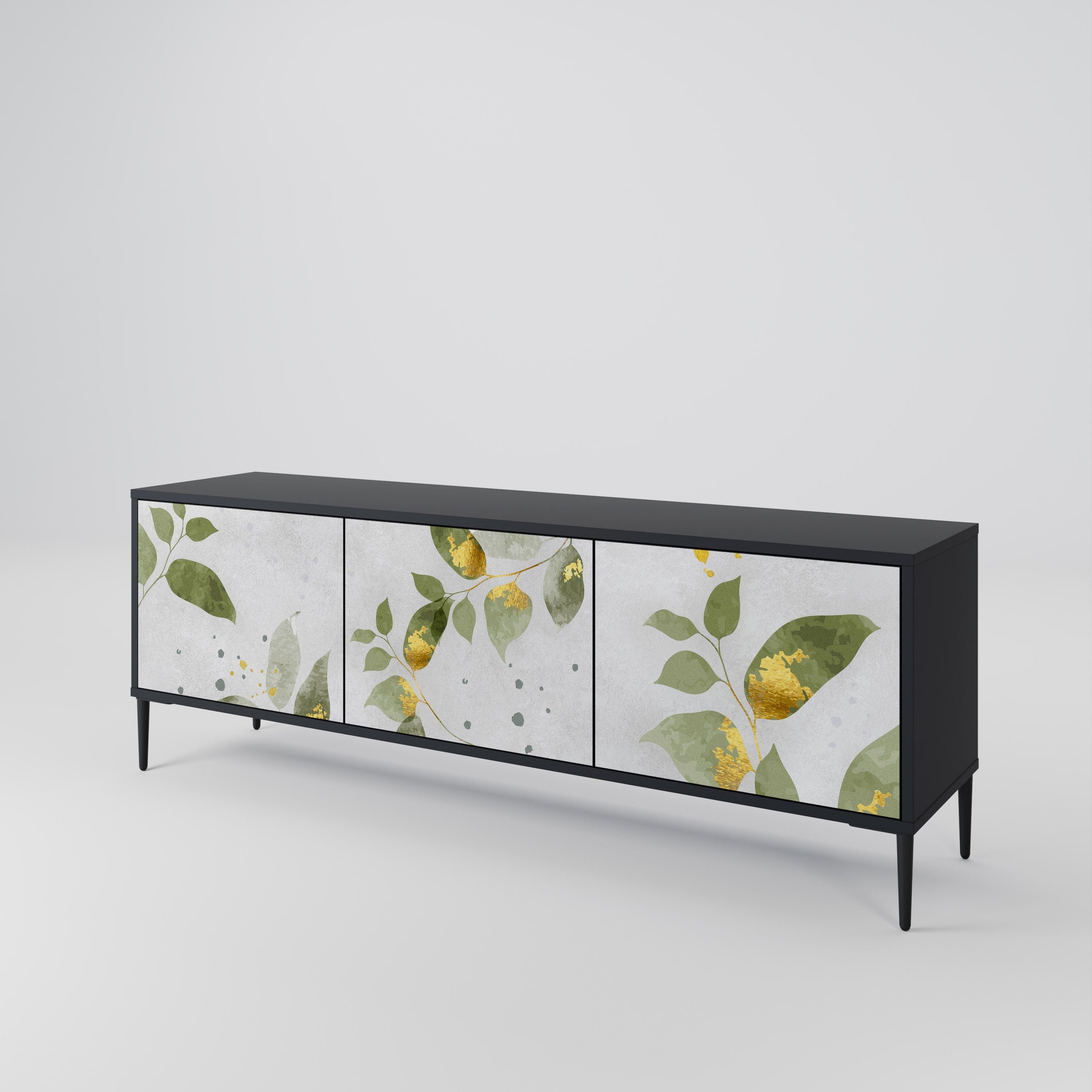 ELEGANT BOTANICS 3-türiger TV-Ständer in Schwarz