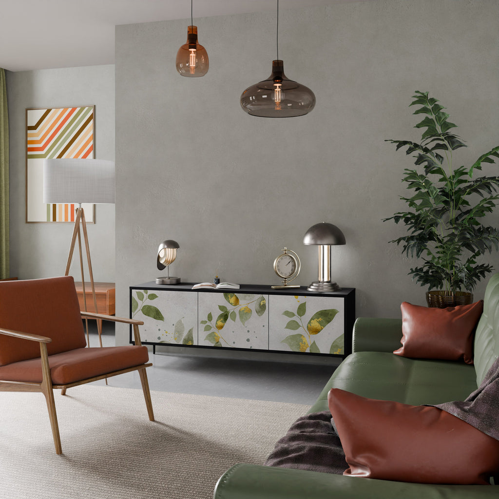 ELEGANT BOTANICS 3-türiger TV-Ständer in Schwarz
