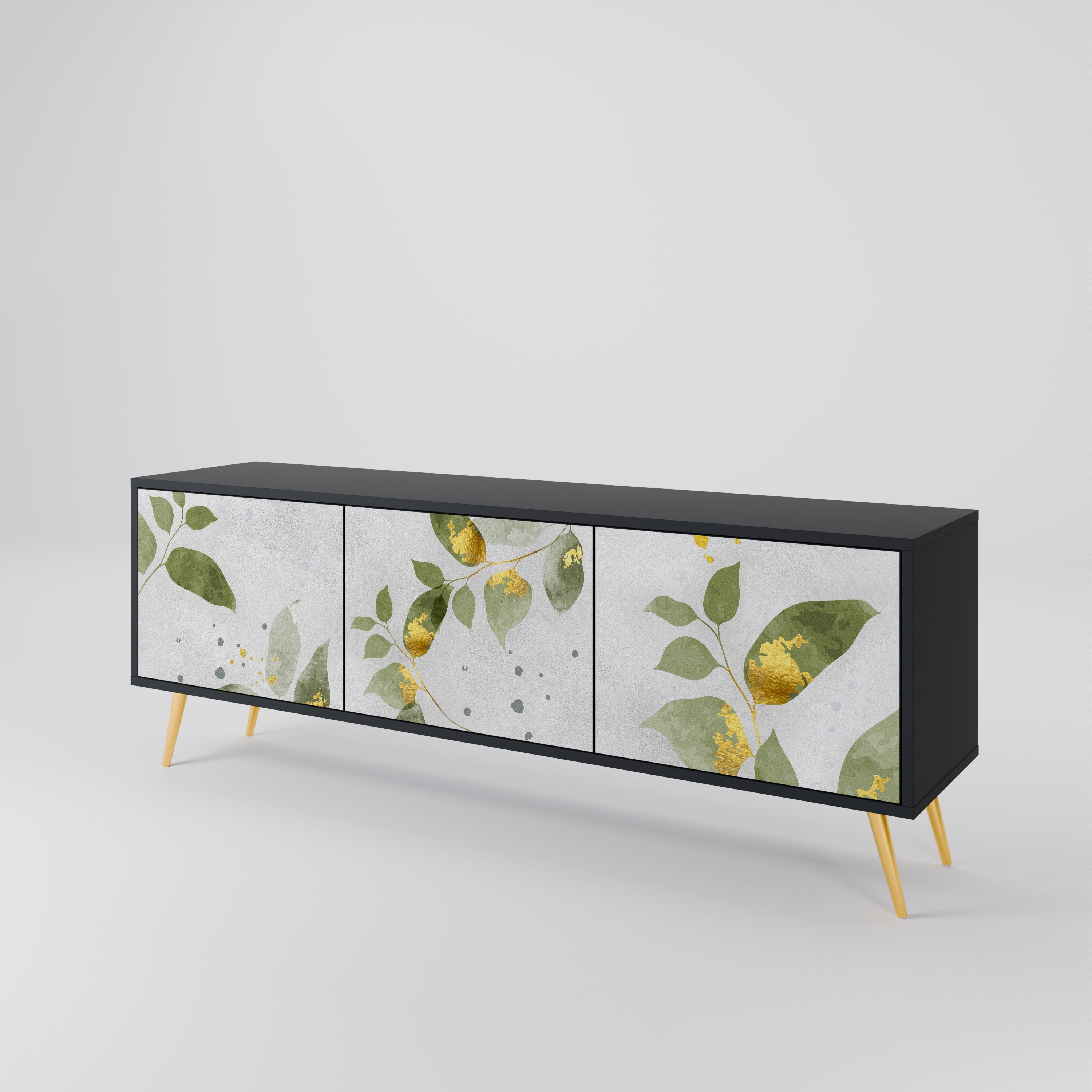 ELEGANT BOTANICS 3-türiger TV-Ständer in Schwarz