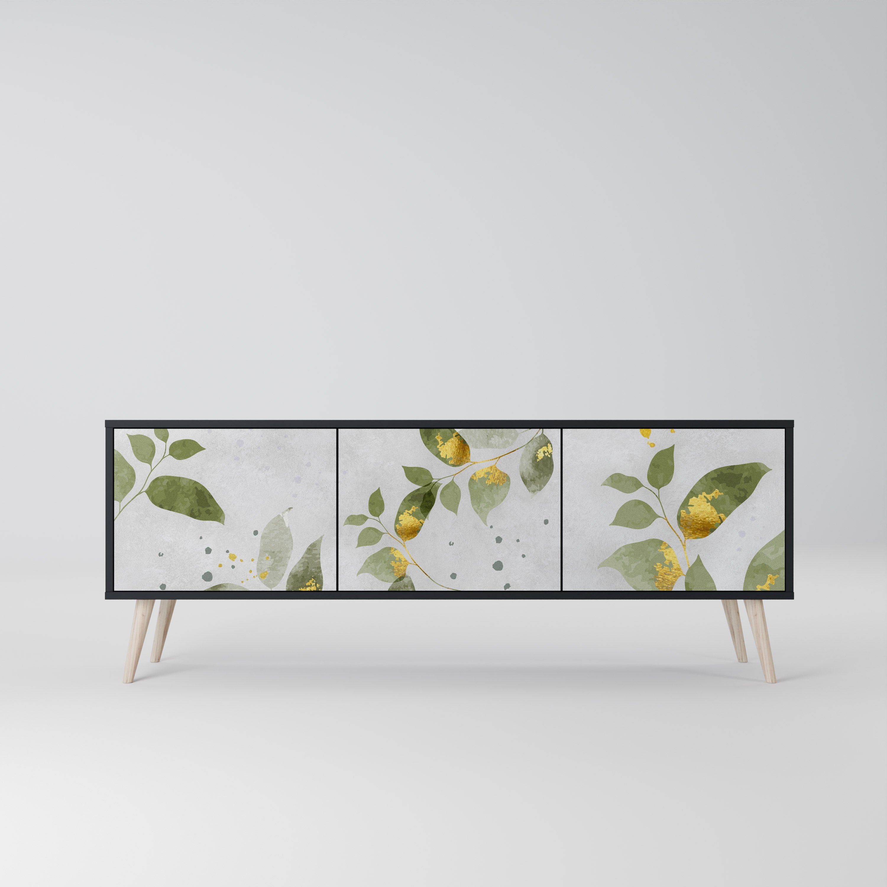ELEGANT BOTANICS 3-türiger TV-Ständer in Schwarz