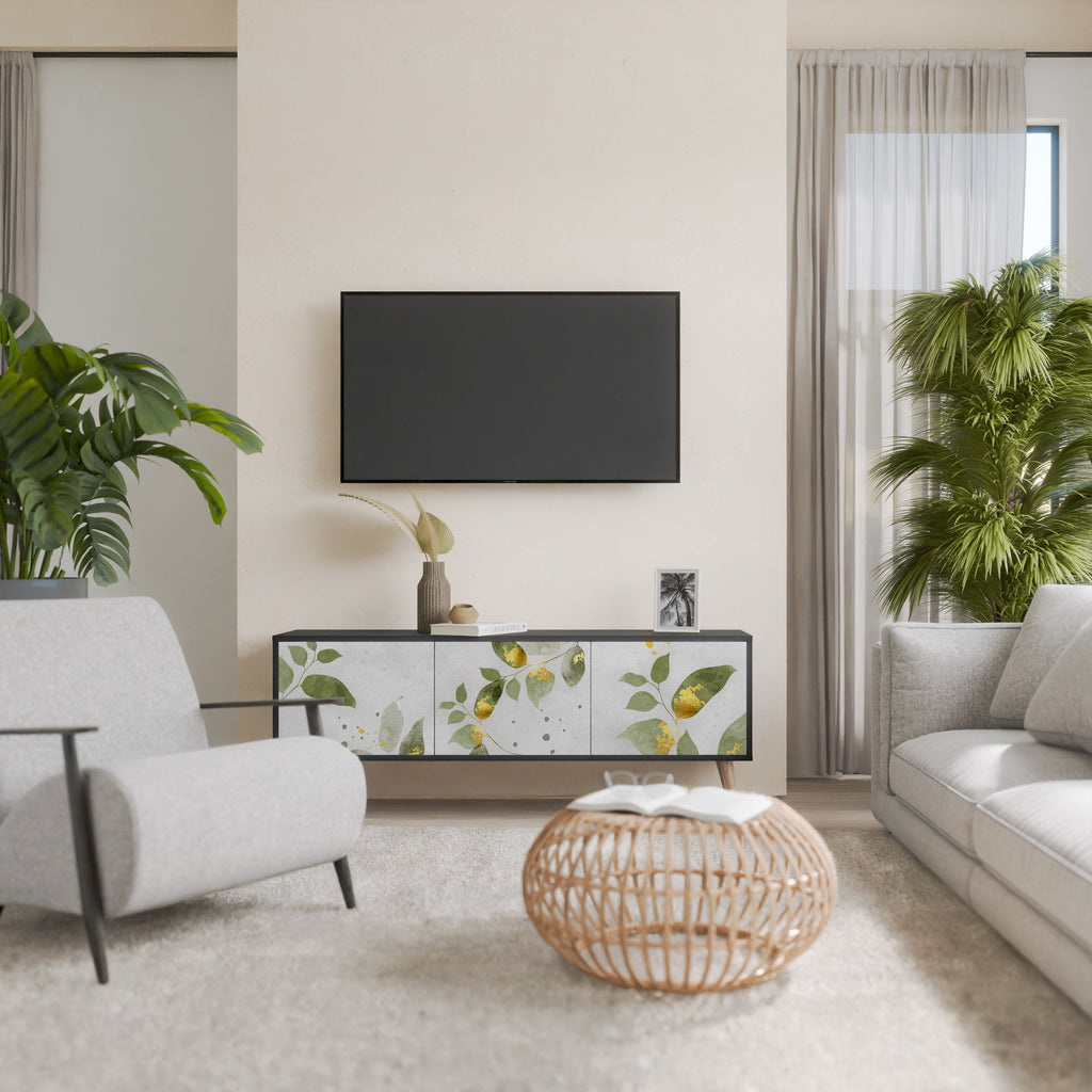 ELEGANT BOTANICS 3-türiger TV-Ständer in Schwarz