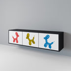 CHILDHOOD MEMORY TV-Lowboard mit 3 Türen in Schwarz