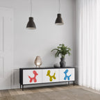 CHILDHOOD MEMORY TV-Lowboard mit 3 Türen in Schwarz