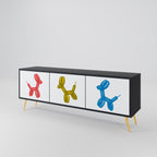 CHILDHOOD MEMORY TV-Lowboard mit 3 Türen in Schwarz