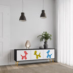 CHILDHOOD MEMORY TV-Lowboard mit 3 Türen in Schwarz