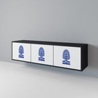 POLISH FOLK ART TV-Lowboard mit 3 Türen in Schwarz