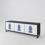 POLISH FOLK ART TV-Lowboard mit 3 Türen in Schwarz