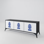 POLISH FOLK ART TV-Lowboard mit 3 Türen in Schwarz