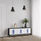 POLISH FOLK ART TV-Lowboard mit 3 Türen in Schwarz