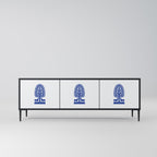 POLISH FOLK ART TV-Lowboard mit 3 Türen in Schwarz