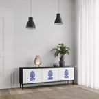 POLISH FOLK ART TV-Lowboard mit 3 Türen in Schwarz