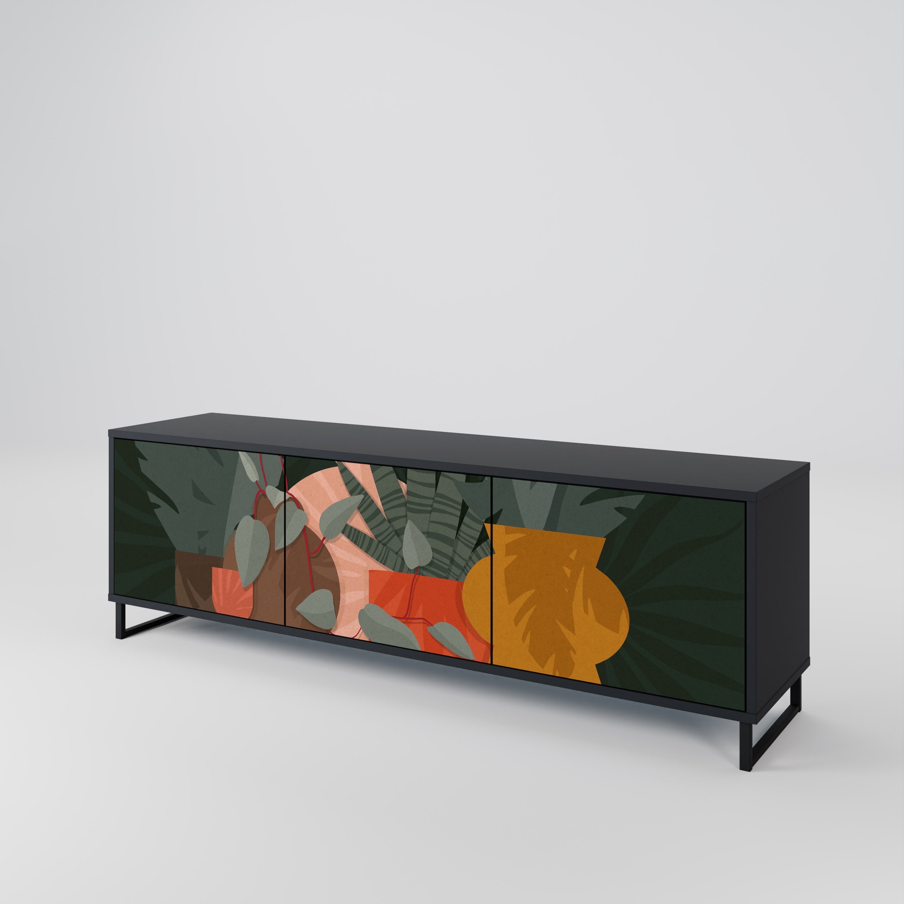 TROPICAL COMPOSITION 3-türiger TV-Ständer in Schwarz