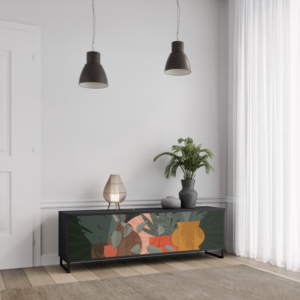 TROPICAL COMPOSITION 3-türiger TV-Ständer in Schwarz
