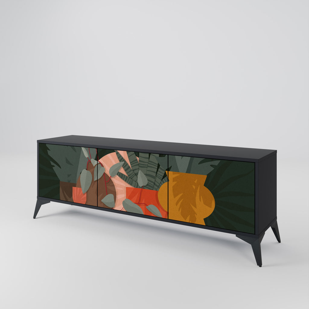 TROPICAL COMPOSITION 3-türiger TV-Ständer in Schwarz
