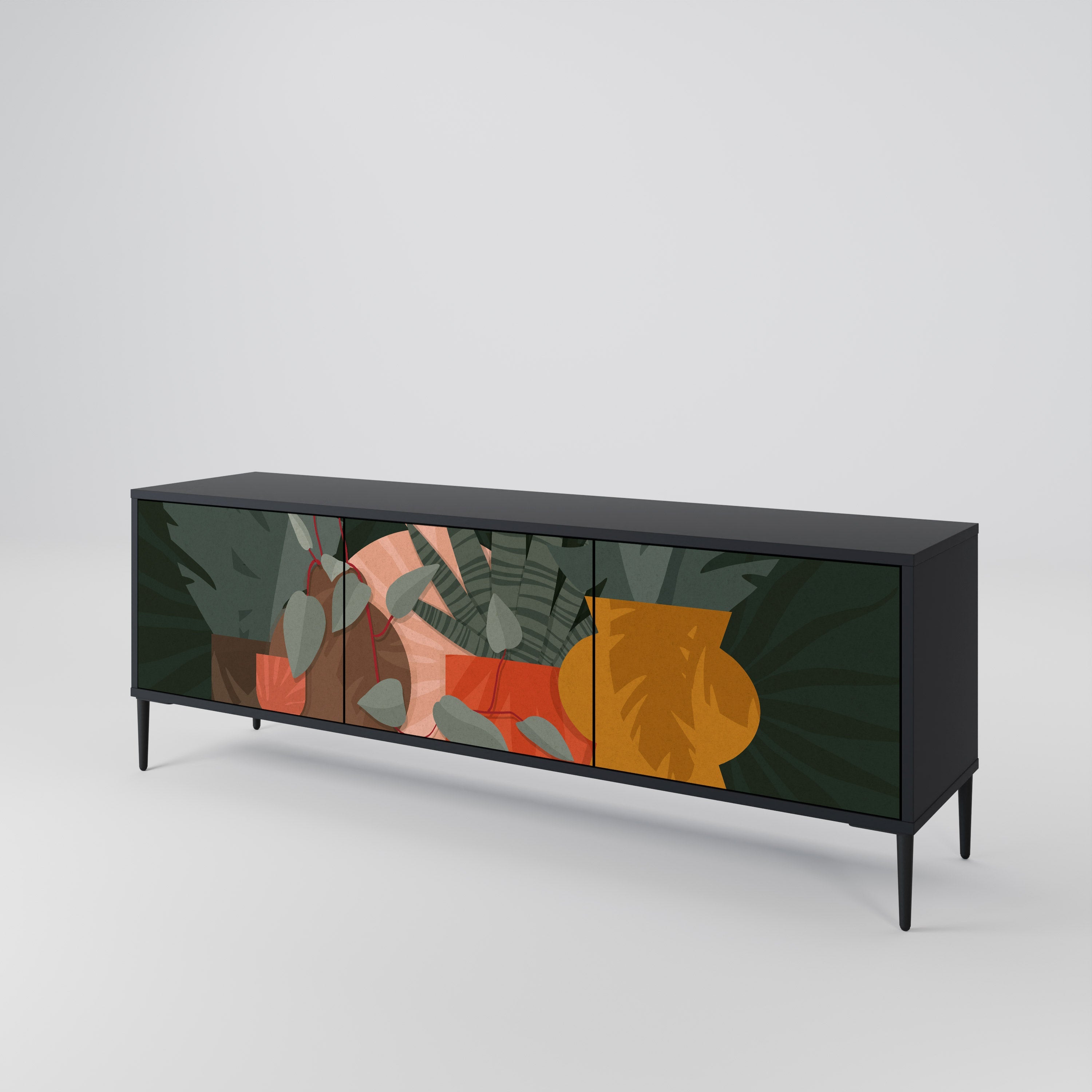TROPICAL COMPOSITION 3-türiger TV-Ständer in Schwarz