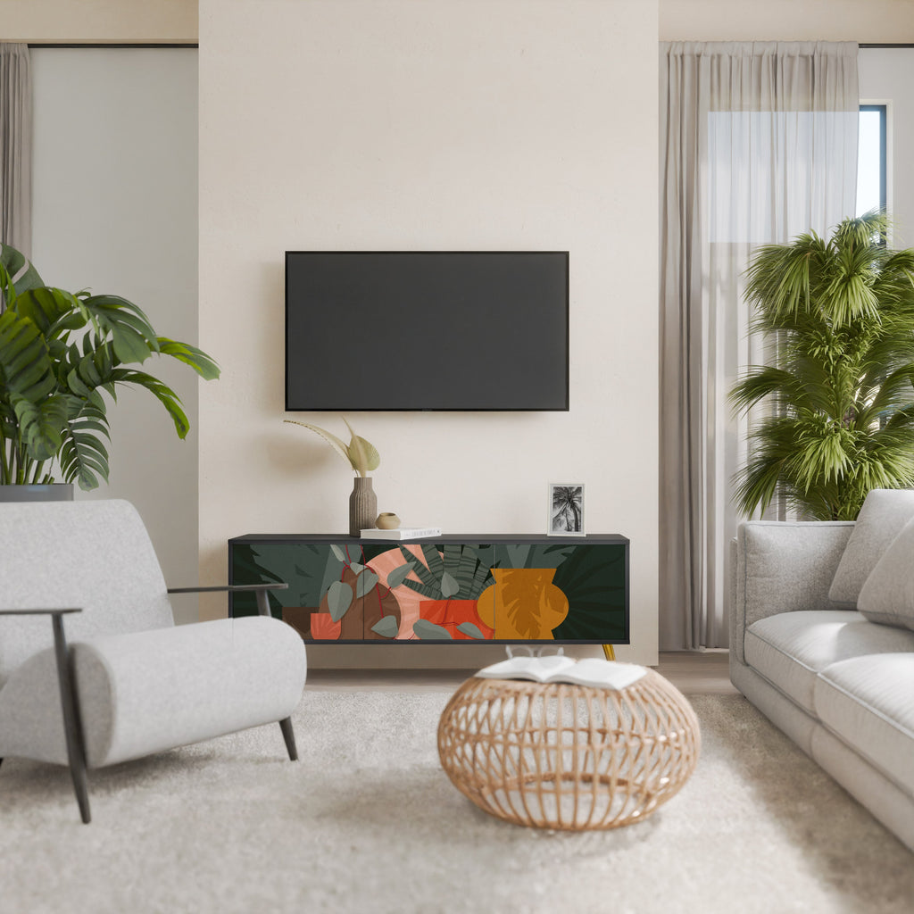 TROPICAL COMPOSITION 3-türiger TV-Ständer in Schwarz