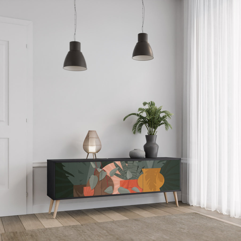 TROPICAL COMPOSITION 3-türiger TV-Ständer in Schwarz