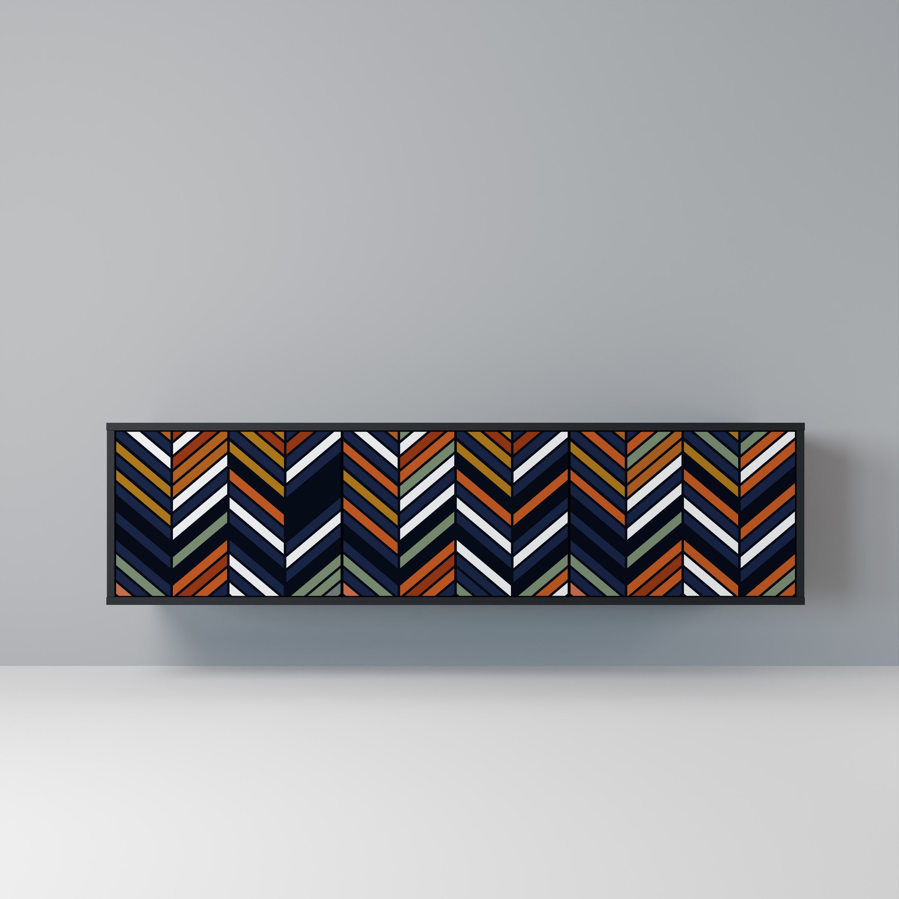 VIBRANT PATCHWORK 3-türiger TV-Ständer in Schwarz