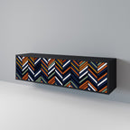 VIBRANT PATCHWORK TV-Lowboard mit 3 Türen in Schwarz