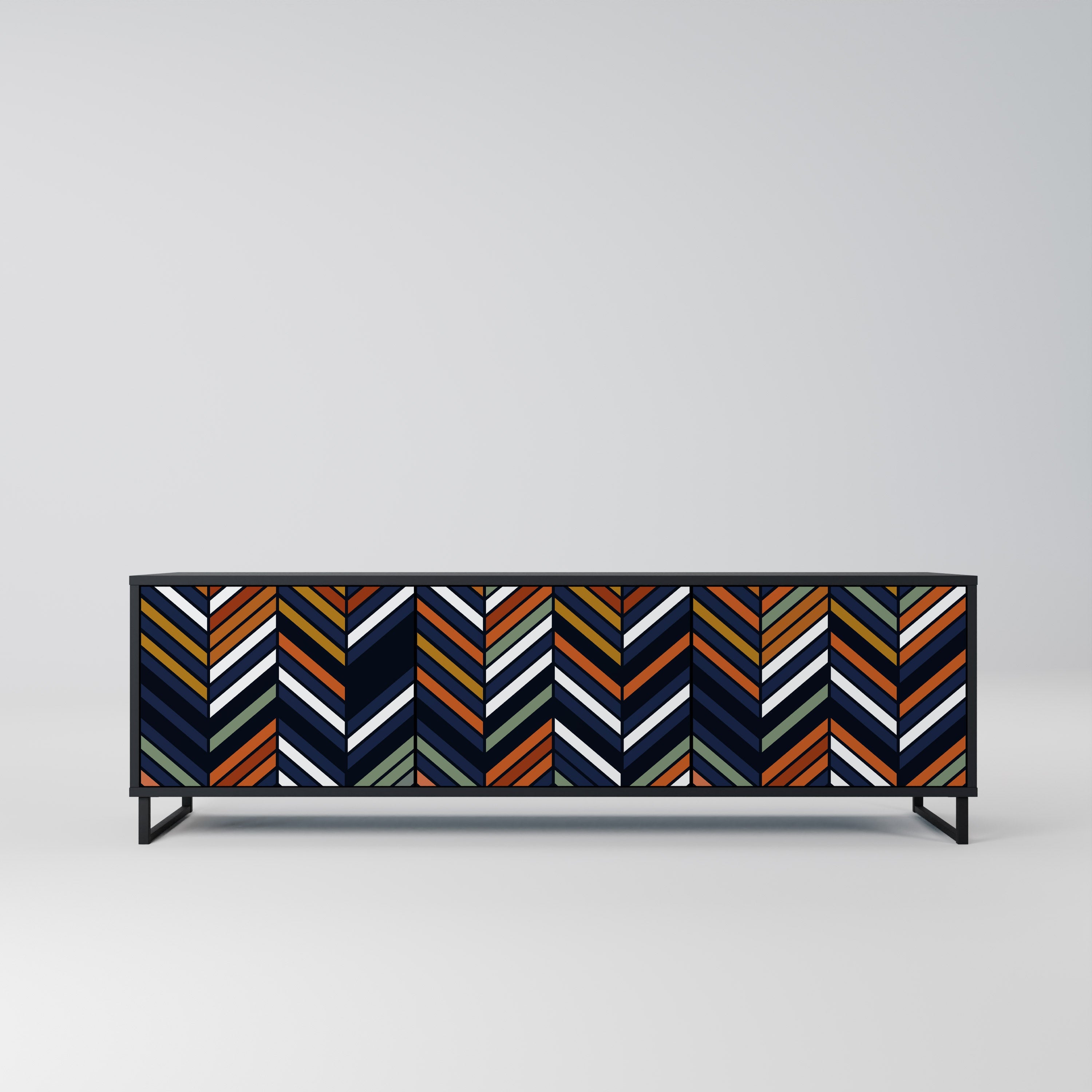 VIBRANT PATCHWORK 3-türiger TV-Ständer in Schwarz