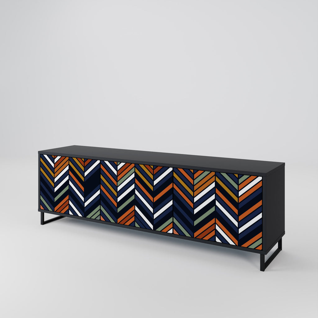 VIBRANT PATCHWORK 3-türiger TV-Ständer in Schwarz